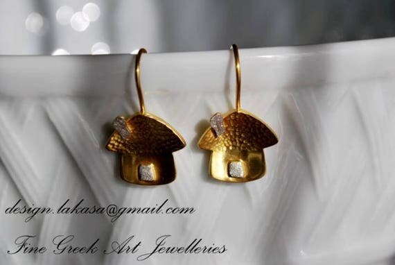 Sweet Home earrings sterling silver gold plated Lakasa eshop Jewelry Gifts for her birthday best ideas woman day anniversary birthday love