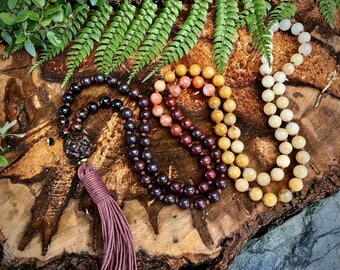 Ombre mala necklace / Bloodstone mala beads / Healing mala beads / Earthy mala necklace / 108 mala / 108 mala beads / mala beads 108 /