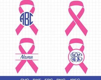 Cancer awareness ribbon SVG Cancer awareness SVG Breast cancer ribbon svg Monograms Frame file for Cricut & Silhouette Svg Dxf Jpg Png Eps