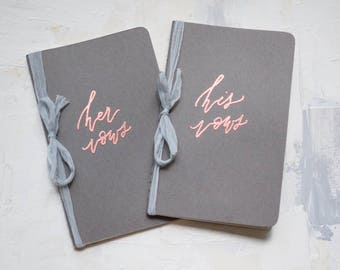 Grey Calligraphy Vow Books (Set of 2) / Personalized Vow Journals