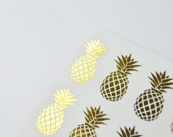 Gold Pineapple Stickers - Cute Gold Stickers - Pineapple Planner - Tropical Planner Stickers - Gold Summer Stickers - Rose Gold Stickers