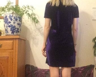 90s Purple velvet T-shirt Body-con Mini Dress