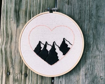 Mountain Love Embroidery Hoop Art