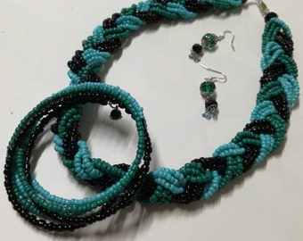 Black and turqoise earrings
