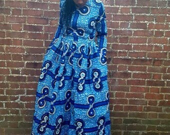 African Print Dress Ankara Maxi Dress Ankara Long Dress Printed Dress Gathered Dress Ankara Gathered Maxi length Dress Wax Fabric Dress