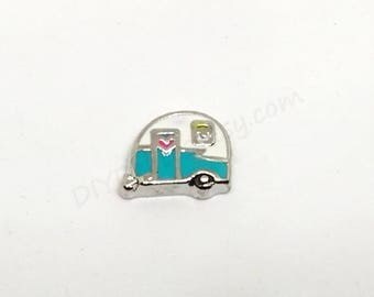 Camper Trailer Floating Charms, Vacation Living Memory Charm, Travel Locket Charm, Camping Glass Memory Charm, DIY, Bulk, Gift Idea