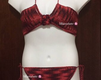 Sexy swimsuit fabric in two parts crochet hair accessory size M