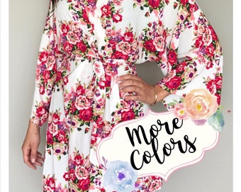 SALE! Cotton Floral Robes, Bridesmaid Robes Set of 1, 2, 3, 4, 5, 6, 7, 8, 9, 10, 11, 12, Bridesmaid gifts, Bride Robe, Getting Ready Robe