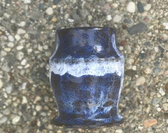 handmade blue ceramic bud vase