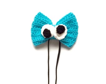 Cookie Monster Headband Bow, Cookie Hair Bow, Character Hair Bow, Hair Bows, Kids Hair Band Bows, Monster Hair Bow, Blue Monster Accessories
