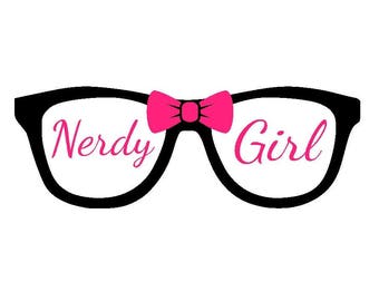 Nerdy Girl Glasses with Bow Vinyl Decal