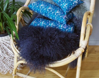 Kidney Bohemian teal cotton wedge pillow