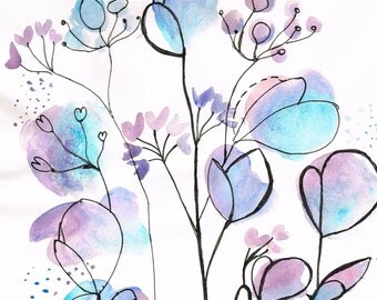 Quirky flowers watercolour - original
