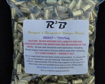 380 ACP - 1000 - Recycled Range Brass - Sorted and Tumbled (Polished)
