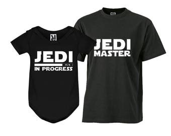 Jedi Master Shirt Jedi in Progress shirt Dad and Son Outfits Dad and Kid shirts Matching Tees Matching Outfits