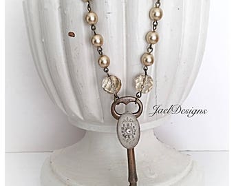 Steampunk OOAK Vintage Watch Face Necklace - Vintage Brass Skeleton - - Enamel Butterfly - Pendant Necklace