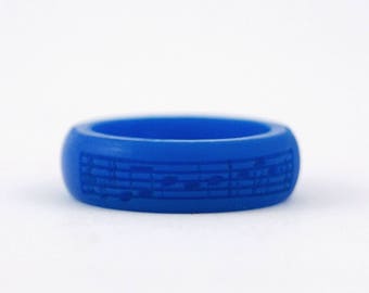 Custom Silicone Music Note Ring Band - Athlete Ring Personalized Engraved Wedding band Fitness Ring Rubber Gifts for him Mens Safe Gift Idea