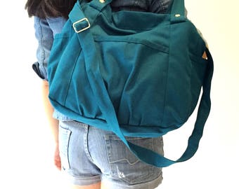 Teal Blue Messenger bag, Travel diaper bag, Back to school bag , Travel cross body bag , women Purse tote bag / SALE 30% - no.13 ANNA