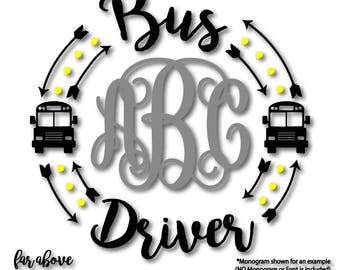 Bus Driver Monogram Wreath Arrows (monogram NOT included) SVG, EPS, dxf, png, jpg digital cut file for Silhouette or Cricut