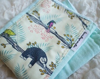 Baby burp cloth - aqua sloths hand dyed burp cloth