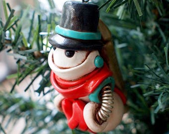 SNOWMAN Snowbot Stef Robot Jet-Pack Wearing Geeky Christmas Ornament