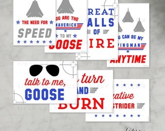 Top Gun Party Signs. Fighter Jet Airplane Birthday Party. Maverick Goose Ghost Rider. Digital DiY Print from Home by Tipsy Graphics.