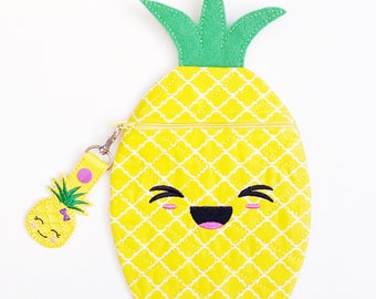 Pineapple Zipper Pouch - Kids Pencil Case - Personalized Kids Bag - Childs Pencil Pouch - Desk Accessory - Kawaii School Supplies - BTS Bag