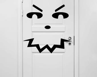 Pumpkin Face Vinyl Art Decal - Halloween Vinyl Art Decal, Pumpkin Face Door Vinyl Art Decal, Halloween Door Decor, Halloween, 30x30
