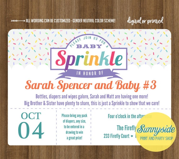 Retro Baby SPRINKLE Invite, Gender Neutral Printable Sprinkle / Baby Shower Invitation for boy or girl with diaper request, diaper shower Il_570xn