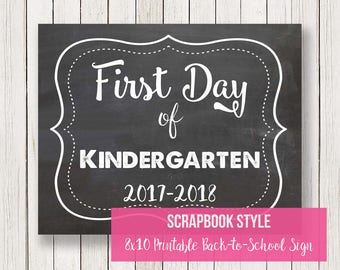 Back to School Sign | First Day of Kindergarten | Chalkboard Printable Sign | Instant Download | DIY | Printable
