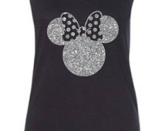 Disney Shirts/ Glitter Minnie Shirt/ Disneyland Shirt/ DIsney World Shirt/ Disney Minnie Tank/ Plus Size Disney Shirts/ Disney Girls Trip