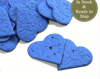 True Blue Plantable Seed Paper Confetti Hearts - READY-TO-SHIP - Wedding Favors, Bridal Shower Favors, Baby Shower Favors, Party Gifts