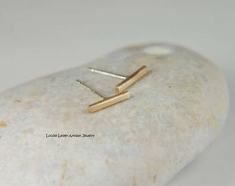 Gold Bar Earrings Bar Stud Earrings Gold Line Earrings 14K Gold Earrings Minimalist Earrings Gold Bar Studs