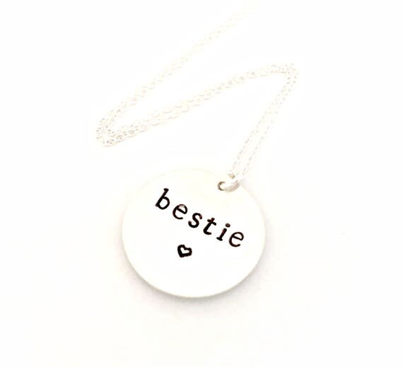 Bestie Necklace Hand Stamped Sterling Silver Friendship