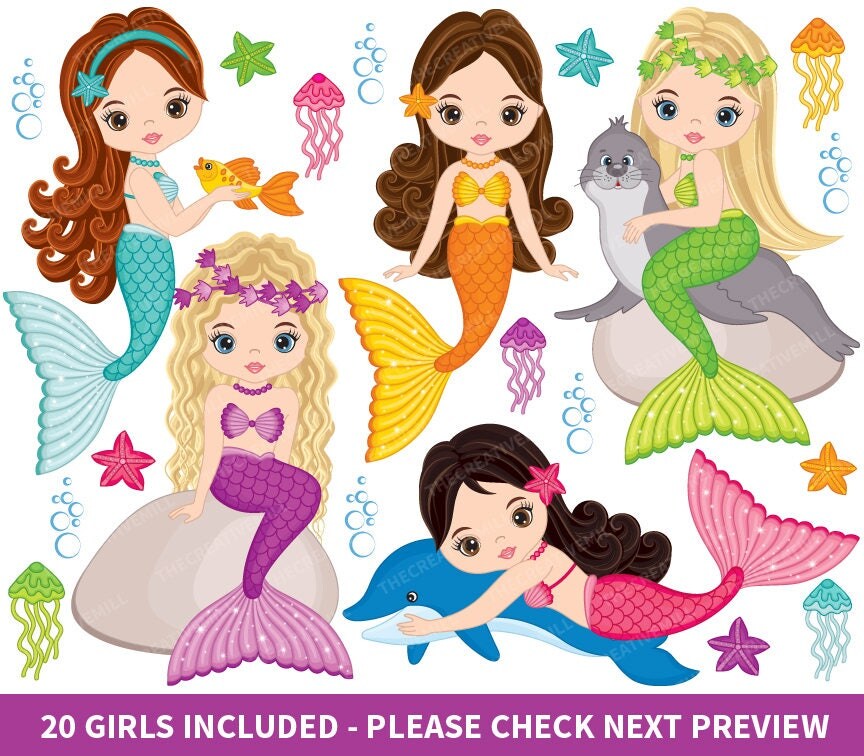 Download Mermaids Clipart Vector Mermaids Clipart Fish Girls