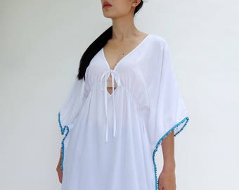 white cotton beach kaftan