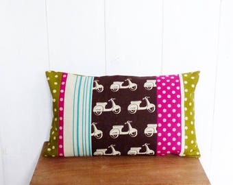 30 x 50 cm fabric Scooters Patchwork and polka dot pillow cover