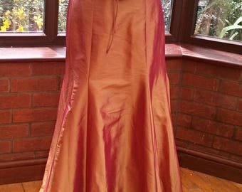 uk-size12 USA size8 prom ballgown bridesmaid shot satin evening dress padded shaped boned corset top full skirt and pleated bodice