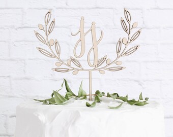 Monogram Cake Topper, Custom Wreath Wedding Cake Topper, Wreath Cake Topper, DIY Cake Topper