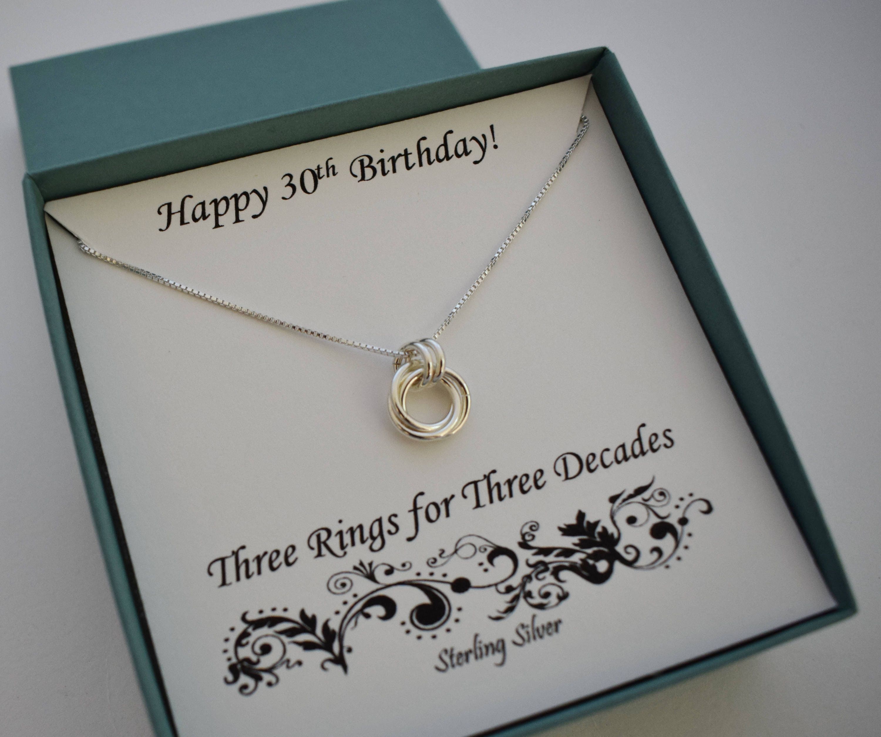 30th Birthday for Her Sterling Silver Birthday Necklace 30th