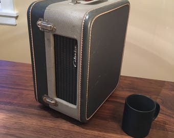 1955 Columbia 3 Speed Record Player, Blue/Grey Suitcase Portable, Nicely Playing