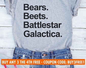 Bears Beets Battlestar Galactica shirt the office tv show the office shirt Dwight you ignorant shirt slut Dwight Schrute slogan t-shirts