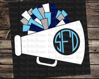Cheer Monogram SVG, JPG, PNG, Studio.3 File for Silhouette, Cameo, Cricut, Pom Pom , Megaphone