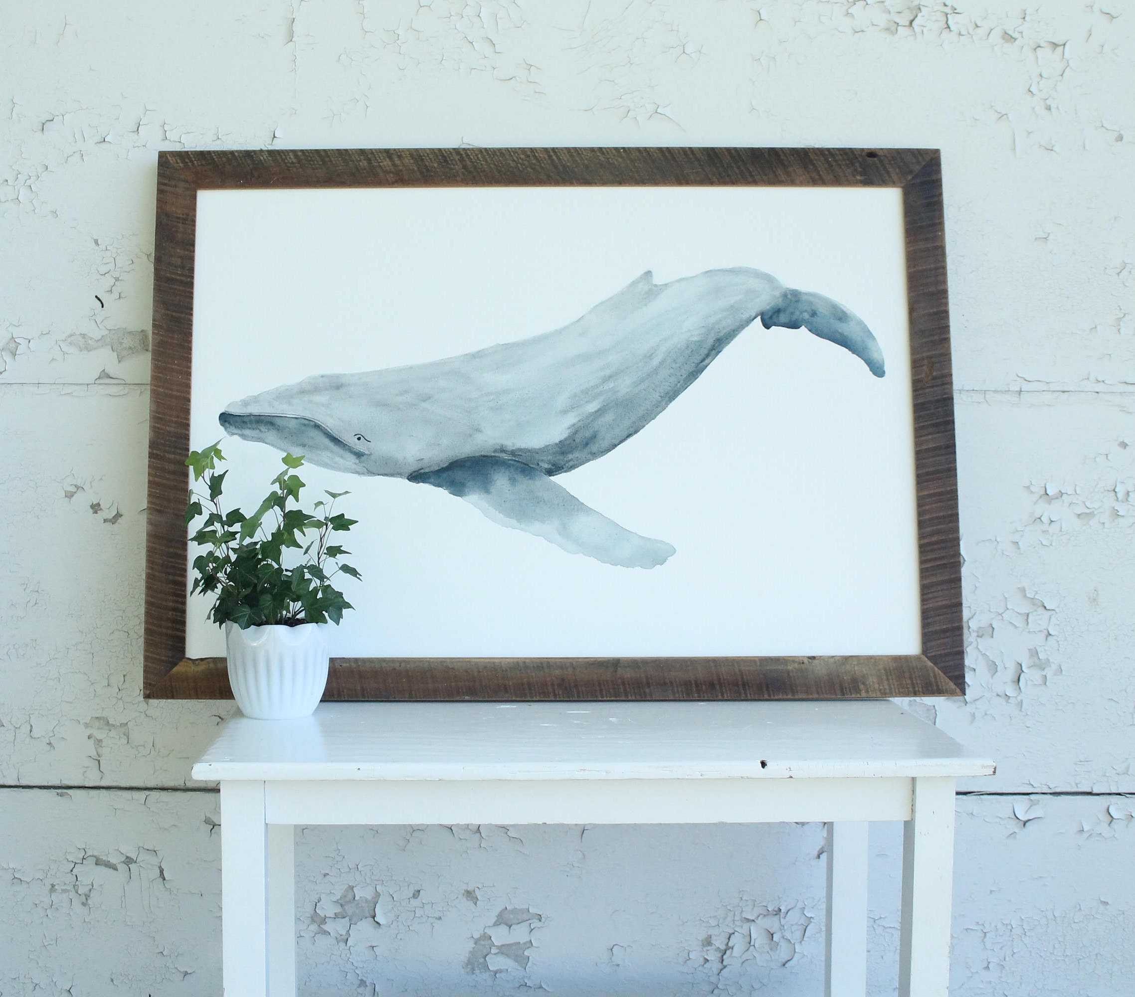 Watercolor Whale Painting Framed Watercolor Watercolor