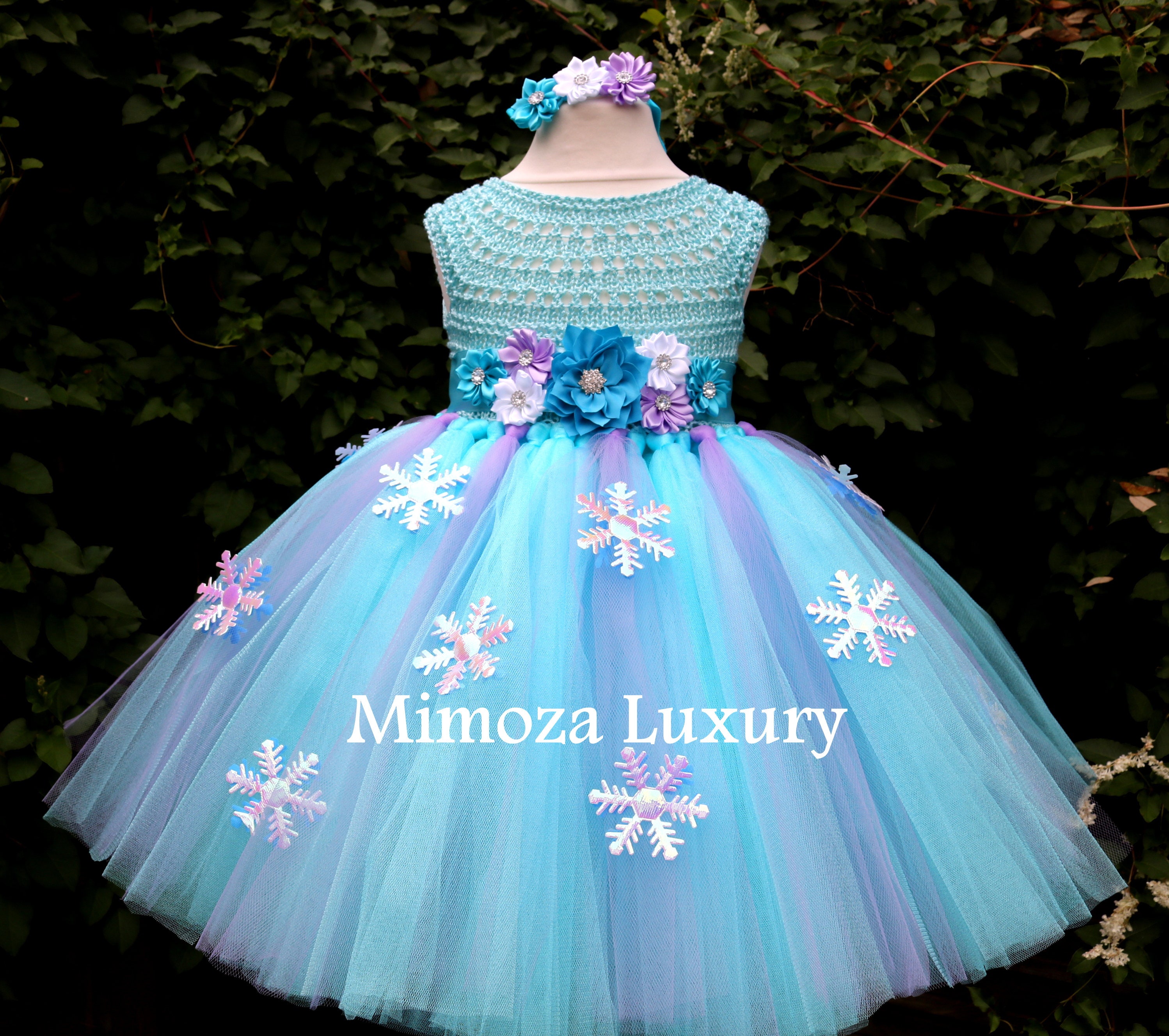 Frozen Elsa Princess Flower Girl Dress Turquoise Tutu Dress Sky Blue