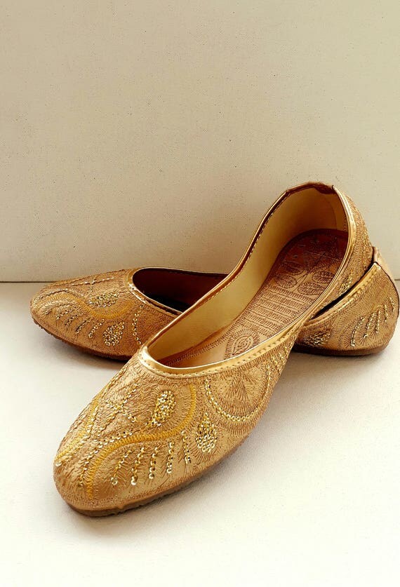 gold lace flats