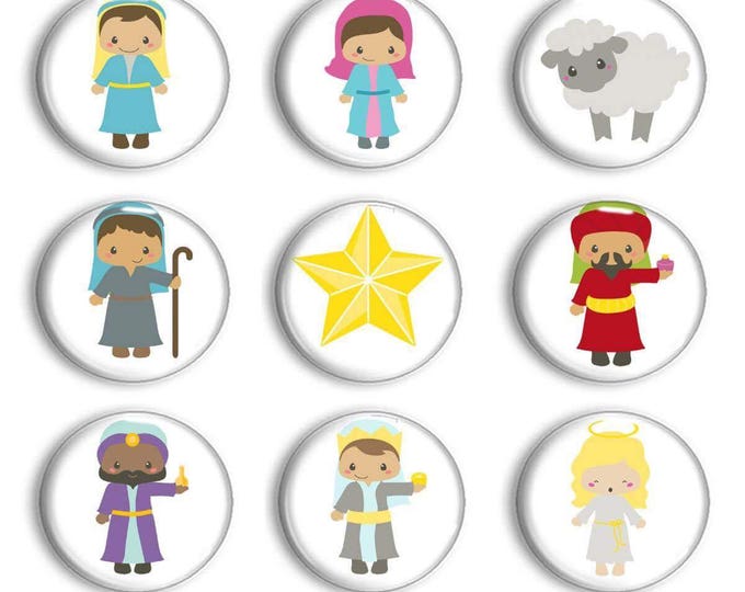 Nativity Play Set - Manger set - Preschool Activities - Christmas Activities - Sunday School - Christian Home - Baby Jesus - Magnets