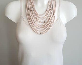t shirt necklace, fabric necklace, cotton fabric necklace, t shirt scarf, infinity necklace