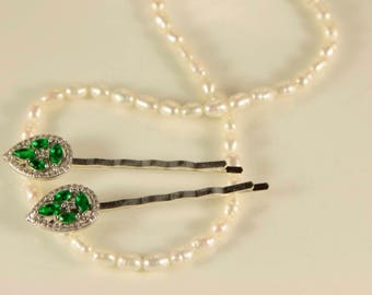 hair pins emerald jewelry marquise irish bridal crystal piece cut christmas