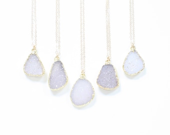 Gold Druzy Necklace, Boho Stone Necklace, Delicate Dainty Necklace, Natural Druzy Slice Necklace, Gold Filled Necklace, Sparkly Necklace